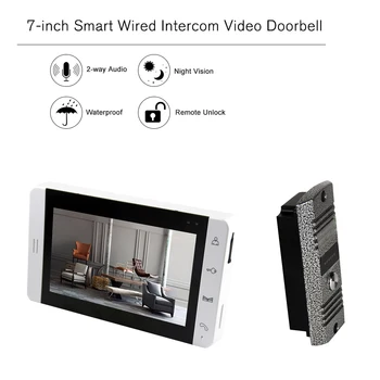 

7-inch LCD Screen Monitor Color Video Door Viewer DoorBell Video Intercom Monitor IR Night Vision Camera Touch Button Door Bell