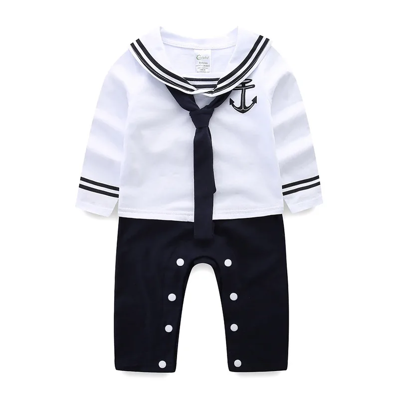 Mudkingdom Baby Boys Romper Sailor Costume Jumpsuit Overal One-piece Garment Long-sleeved