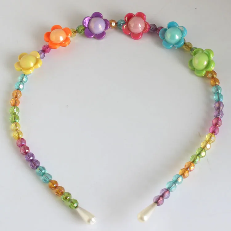 

Width 0.8cm Women Girls Classic Acrylic flower hair bands hair accessories bead hairbands colorful lovely headwear hair bands