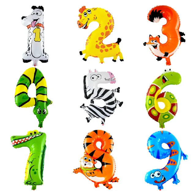 

16inch Animals Number Foil Balloons Digit Helium Ballons Birthday Party Wedding Decor Air Baloons Event Party Supplies