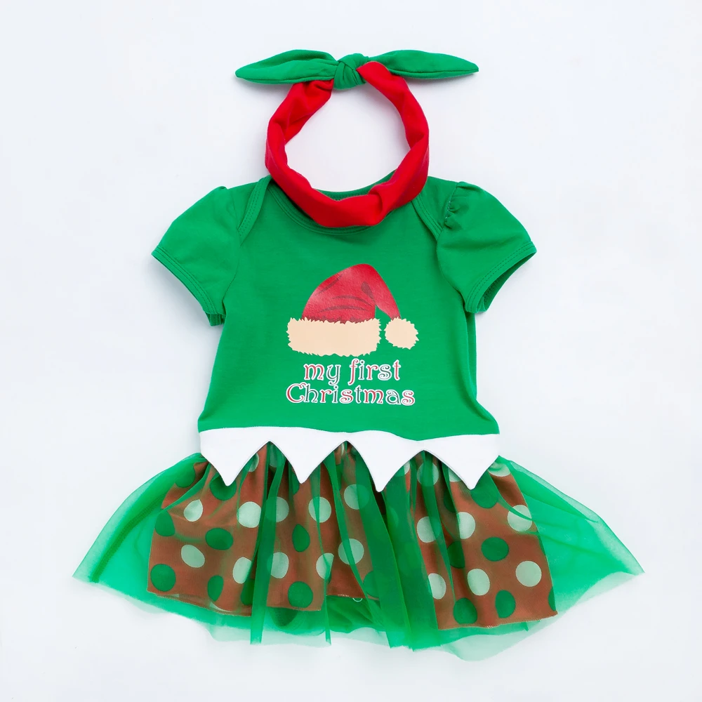 

Green Xmas Girls Dresses Red Polka Dot Baby Girl Toddler Dress Green Double Layer Tulle Children Toddler Dress Christmas Clothes