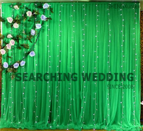 Дизайн ледяной шелк свадебный фон занавес с пачкой ткань включает светодиодный свет