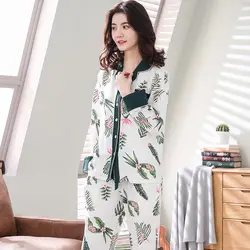 2018 Корейская женская пижама с длинным рукавом хлопок осень и зима для отдыха модная Домашняя одежда комплект для девочек пижамы для женщин