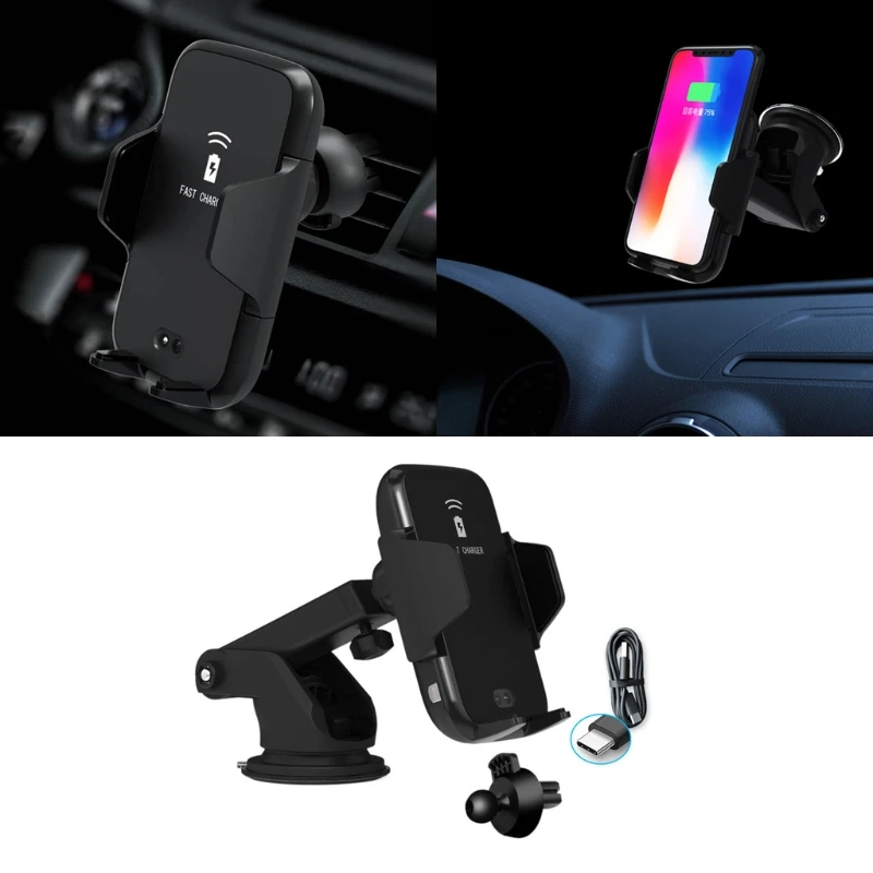 

Car IR Automatic Qi Wireless Fast Charger Holder For iPhone X 8 Samsung S9 S8 S7
