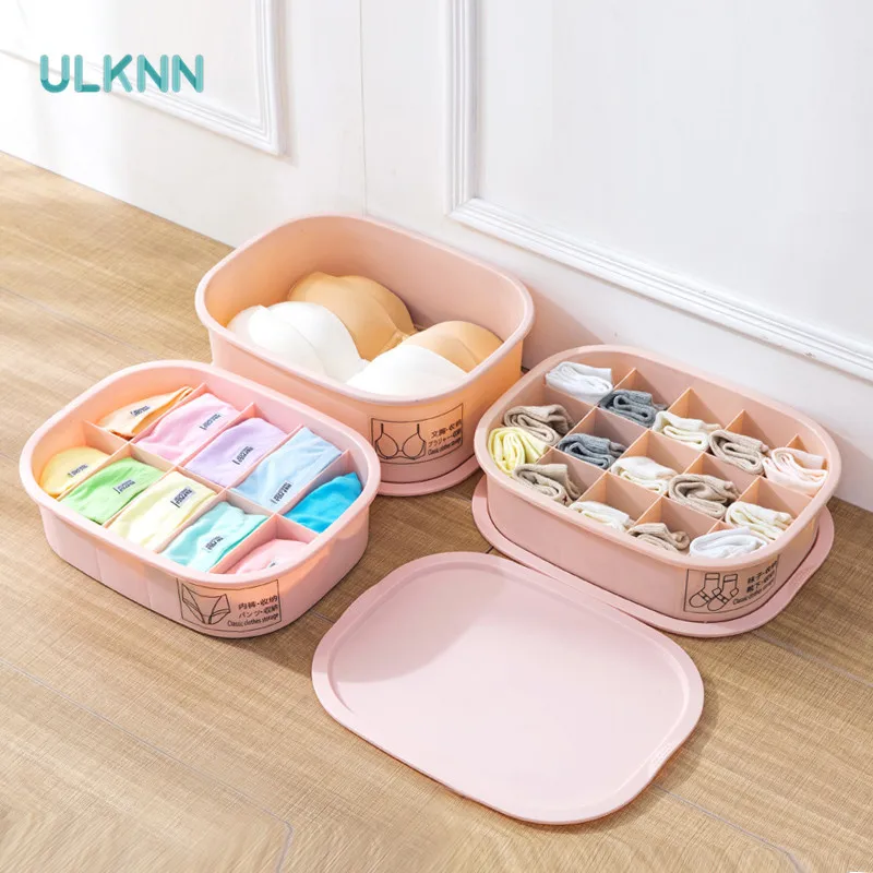 

Plastic Underwear Box Can Add Socks Friendly PP Material Plastic Bra for Home Use Organizador with Cover Lovery Colors