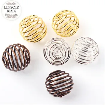 

LINSOIR 50pcs/lot Hole 3mm Metal Spring Beads Caps Gold/Silver/Rhodium Color End Caps Crimp Beads For Jewelry Making Diy F2027