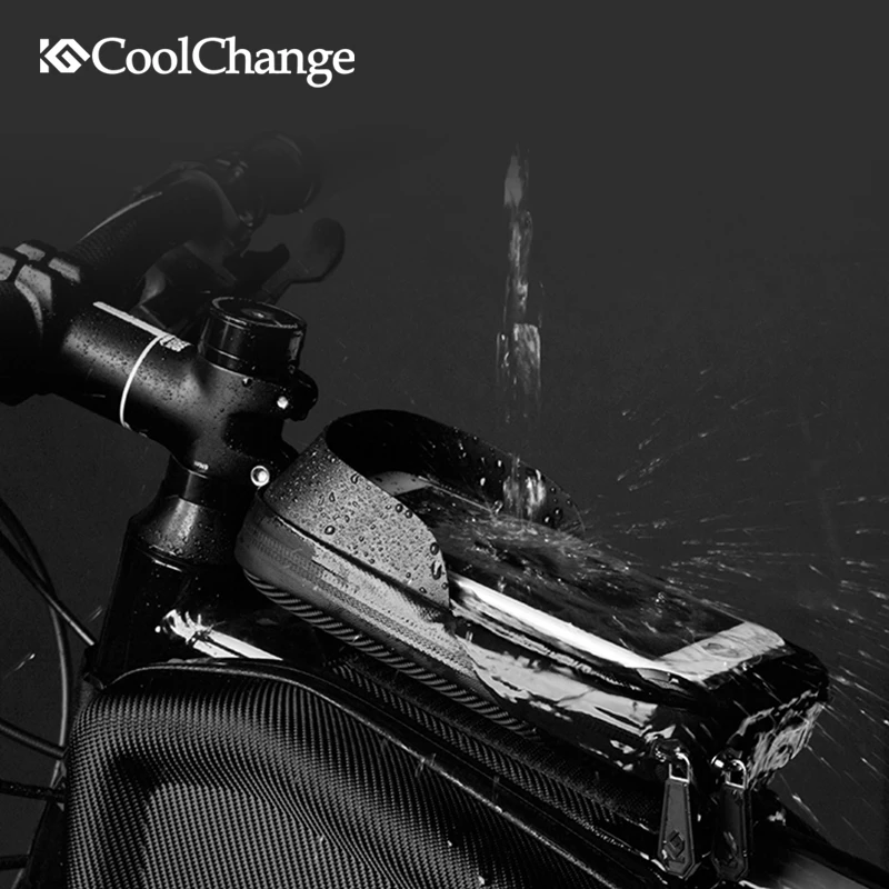 CoolChange Waterproof Bike Bag Frame Front Head Top Tube Cycling Bag Double IPouch 6.2 Inch Touch S - 32849782542