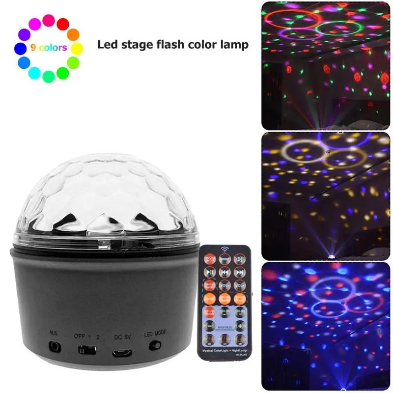 

9 Colors Crystal Magic Ball LED Stage Lamp Disco DJ KTV Party Decor Light