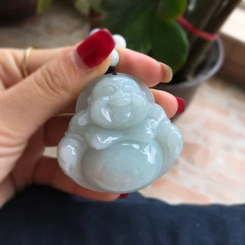 

A natural Burmese yu fo gong pendant maitreya smiling Buddha sweater chain yu pei female yu necklace/