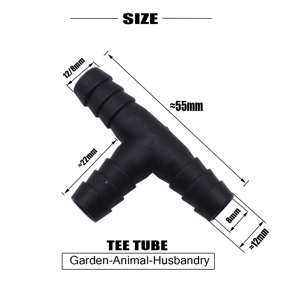 10 шт тройник трубка Длина 55 мм 12/8 мм Диаметр домашней птицы животноводство питьевой воды Установка соединители для садового водопровода шланг для полива
