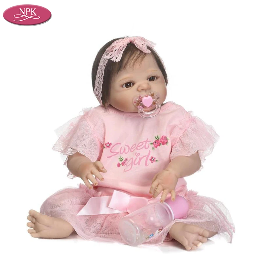 

NPK 55CM Full Body Silicone Reborn Baby Doll for Girl Lifelike Newborn Princess Babies Vinyl Bebe Bonecas Bathe Toy Toddler Gift