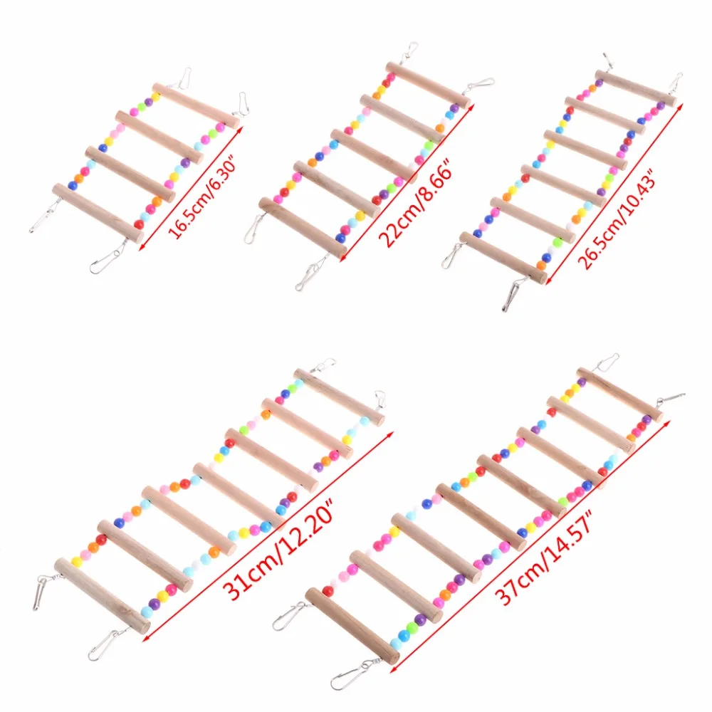 Birds Pets Parrots Ladders Climbing Toy Hanging Colorful Balls With Natural Wood parrot toy bird toy bird cage accessories bird swing toy