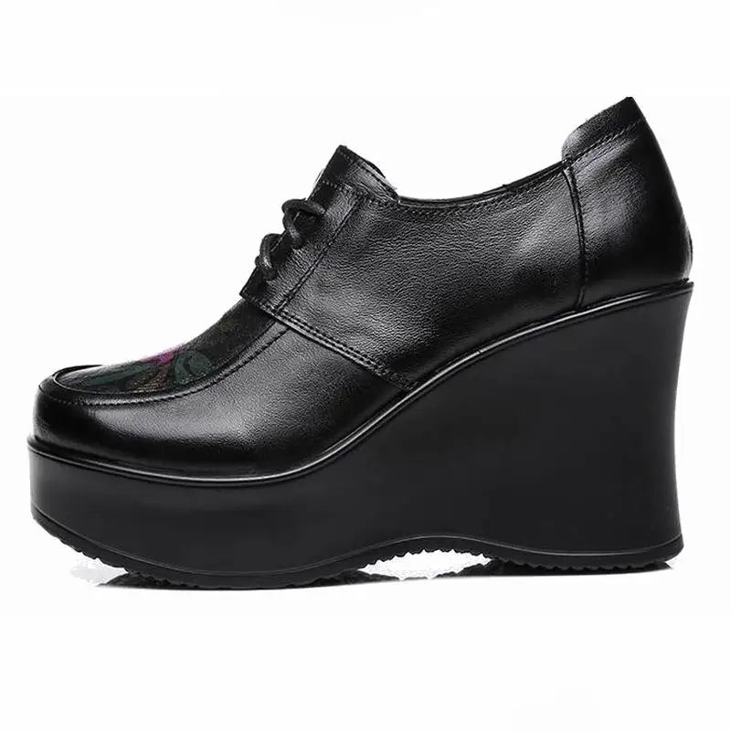 GKTINOO/Демисезонная обувь; женские дышащие туфли-лодочки из коровьей кожи; обувь на танкетке и высоком каблуке; модные женские туфли-лодочки на платформе