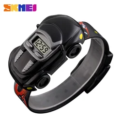 Colorful Creative Cartoon Kids Wristwatch - Fun Car Design Date Time Clock (Black)