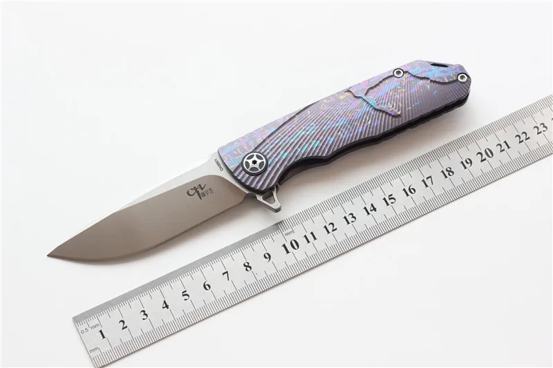 

Highquality CH3501 Flipper folding knife AUS-10 Blade bearings TC4 Titanium handle camping hunting fruit pocket knives EDC tools
