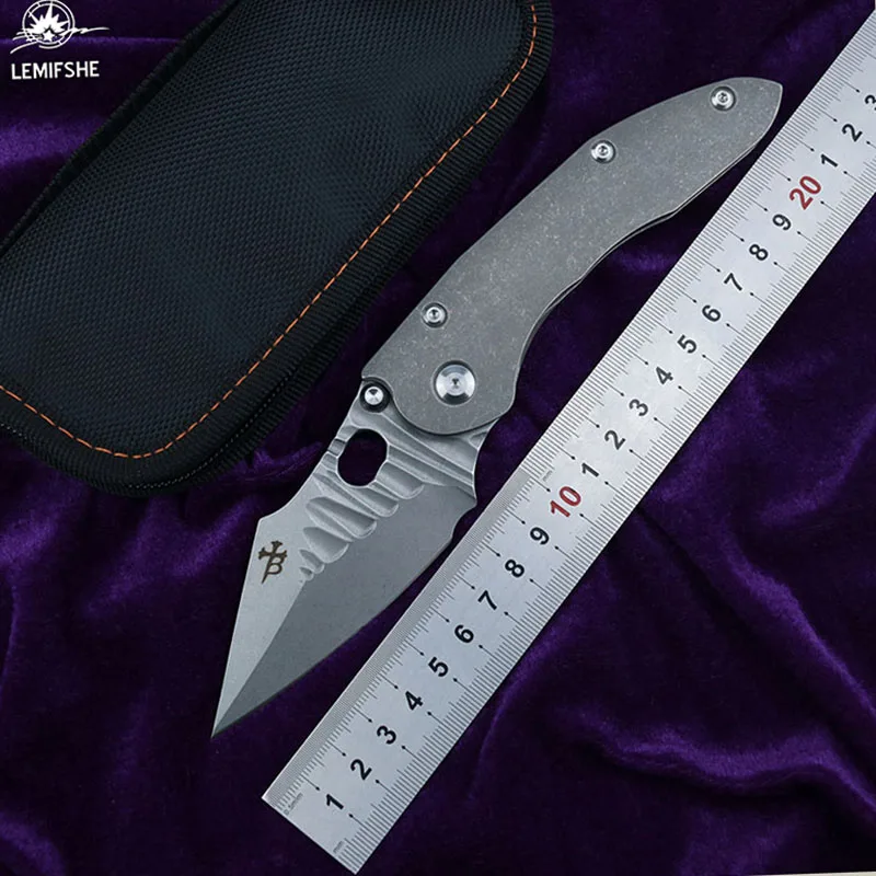 Складной нож LEMIFSHE Stitch Flipper s35vn тактический Клинок с титановой ручкой для охоты