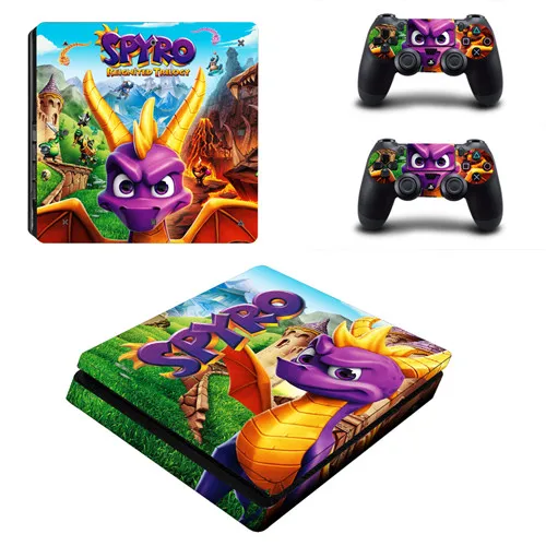Game Spyro The Dragon PS4 Slim Skin Sticker For Sony PlayStation 4 Console and 2 Controllers PS4 Slim Skins Sticker Decal Vinyl 