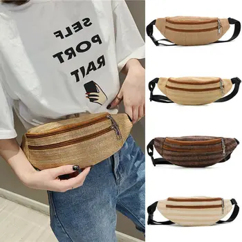 

Women Ladies Straw Bum Bag Waist Fanny Pack Holiday Travel Wallet Money Belt