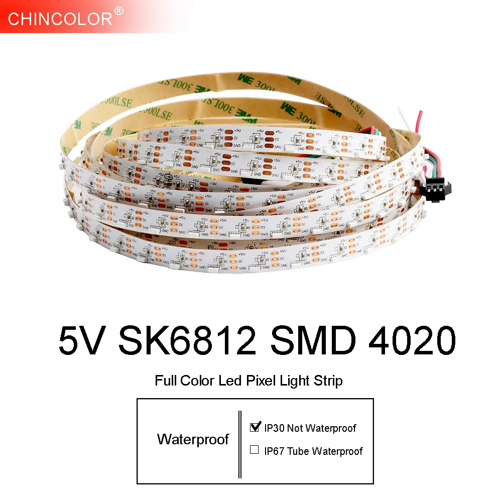 

SK6812 Light Strip WS2812B IC Led Strip DC5V SMD4020 Side 60leds/m addressable 10mm width Full Color 3 Controller Option 1-5M JQ