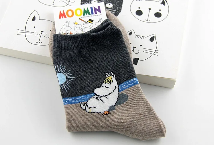 Moomin Valley/милые носки для косплея с героями мультфильмов модные смешные носки Харадзюку Cortas De Mujer; сезон весна-лето; розовые короткие носки