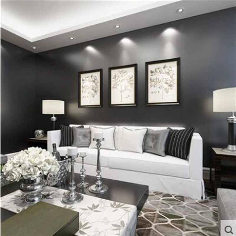 beibehang pure plain black wallpaper bedroom living room wallpaper nonw