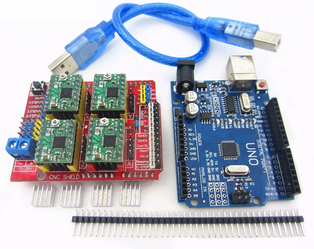 cnc shield v3 engraving machine 3D Printer+ 4pcs A4988 driver expansion board + UNO R3 with USB cable | Компьютеры и офис