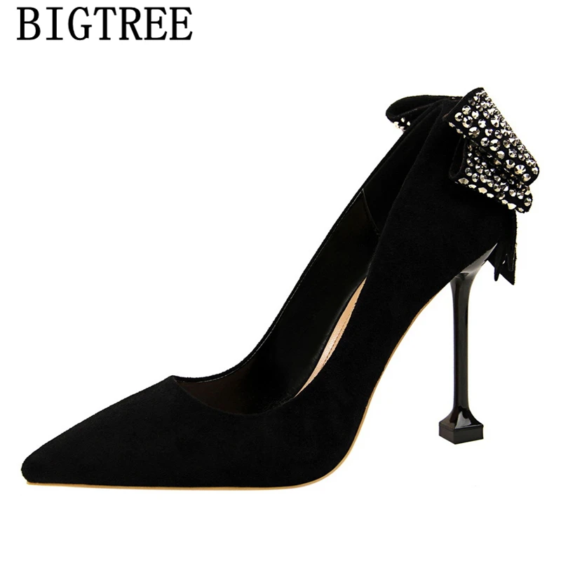 

Bigtree Shoes Rhinestone Heels Crystal Shoes Pointed Toe High Heels Stiletto Pumps Women Shoes Wedding Heels Sapatos Feminino