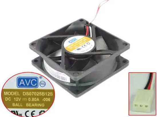 AVC DS07025B12S-006 AC/DC 12V 0.80A 70x70x25 мм 3-Провода Сервер вентилятор охлаждения