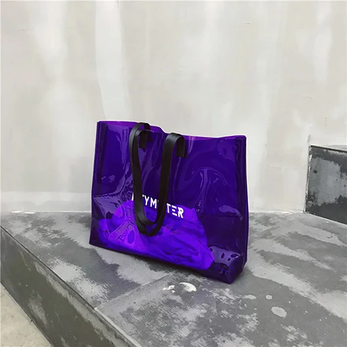 COZMOZ прозрачная сумка из пластика, ПВХ, сумки на плечо, женская летняя пляжная сумка, модная женская сумка для девочек, ручная Желейная сумка, сумка - Цвет: purple