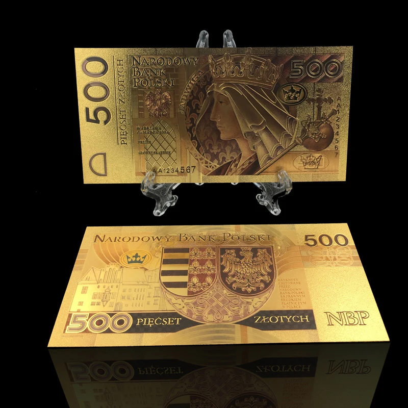 Unised 1994 Edition Poland Currency designed 24 K gold Banknote 500 PLN для высококачественного античного золота Gifts подарки