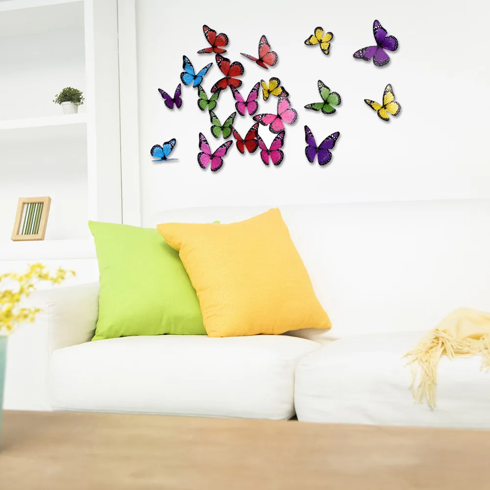 18Pcs Glowing 3D Beautifully Butterfly Sticker Home Decoration PVC Art