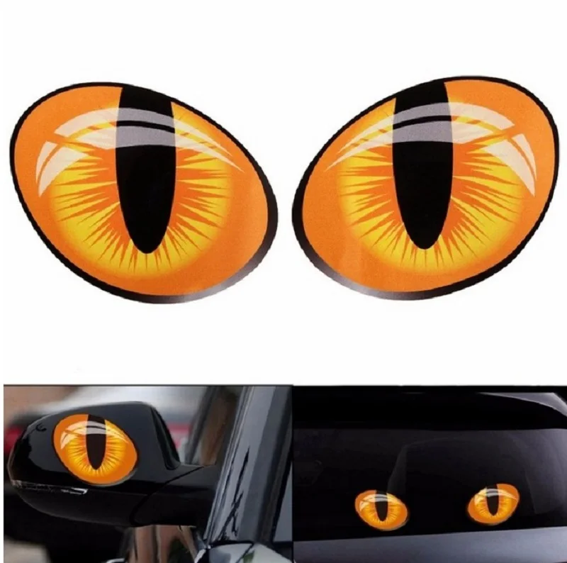 2pcs/Pair Reflective Simulation Cat Eyes Car Stickers 3D Vinyl Car