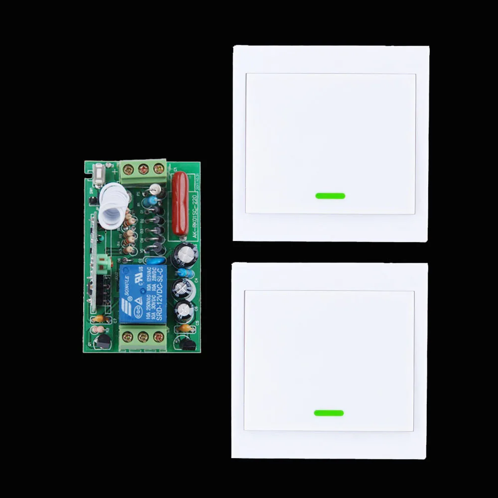 

AC 220 V 1CH Wireless Remote Control Switch System Receiver + Wall Panel Remote Transmitter Sticky Remote Smart Home Switch