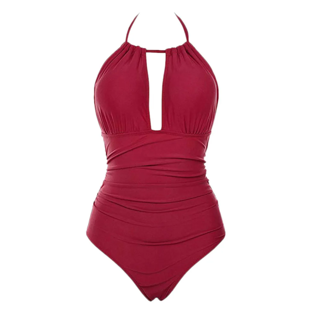 

KANCOOLD Swimwear Women's Solid Print Backless Tummy Control One Piece Beachwear Fashion Summer Bathing Women Swimsuits 0312