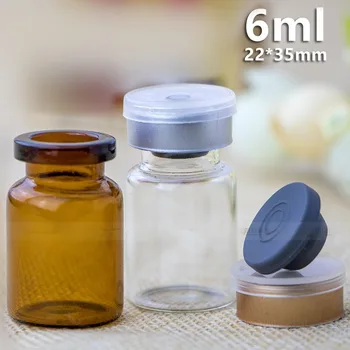 

600 X 6ml Small Freeze -Dried Powder Clear& Amber Glass Bottle Tattoo Liquid Bayonet bottles Wholesale