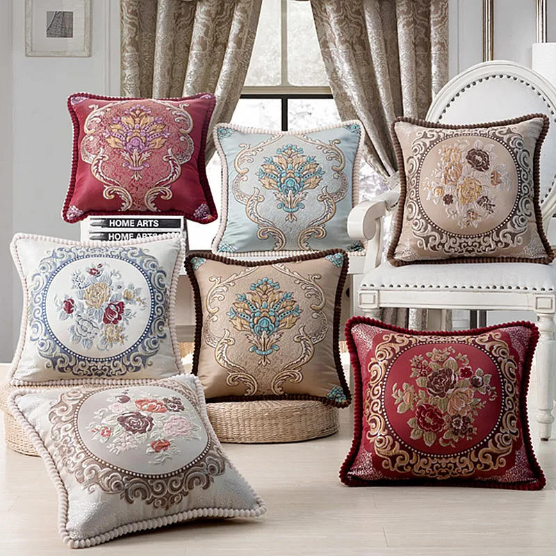 

Luxurious Embroidery Velour Home Decor Cushion Decoration Lace Pillow / European Velvet sofa cushions decorativeThrow Pillow