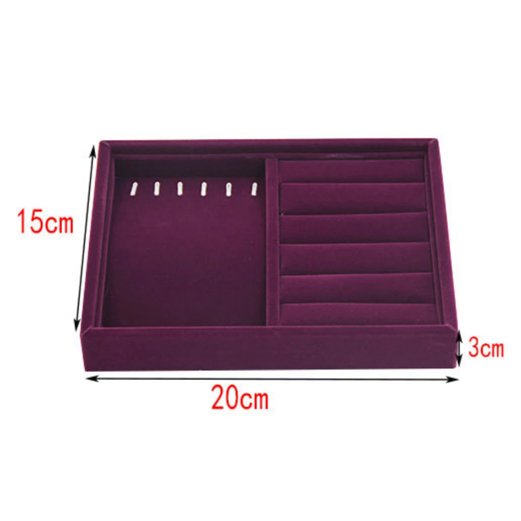 Elegant Purple Velvet Stackable Jewelry Display Tray Case Holder Organizers