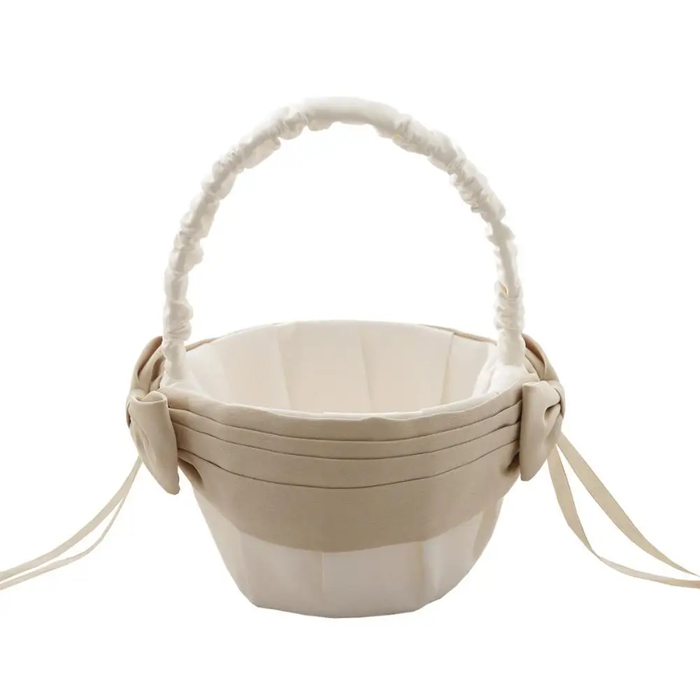 

2018 Latest Candy Basket Flower Basket For Wedding Plain Pearl Handle Ivory Flower Basket For Wedding Etiquette Activities