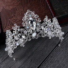 Винтажная Хрустальная корона Серебряная свадебная тиара модная повязка для волос Головные уборы лоза диадема в виде короны свадебные аксессуары для волос повязки на голову