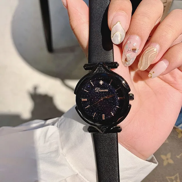 Luxury Brand Super Cool Black Women Watches Ladies Leather Strap Dress