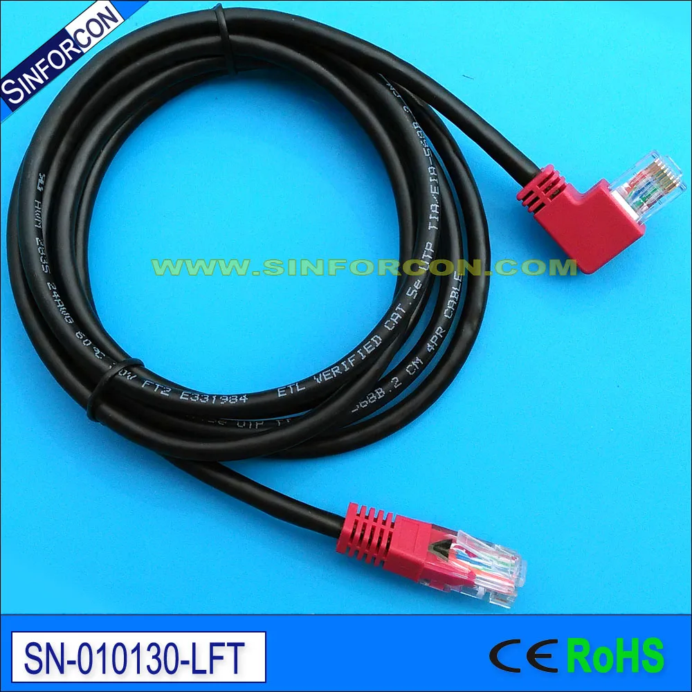 left side angled l shape rj45 ethernet jumper cable 5e patch cord l shape rj45 plug cable lan cat5 patch cable lan cable-in Computer Cables & Connectors ...