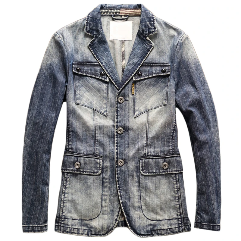 

Men's Suit Dress Denim Jackets and Coats Spring Plus Size XXXL Mens Denim Outerwear Business Mens Coats 2019 New Arrivals A215
