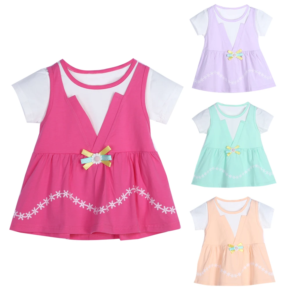 Kids Baby Girls Pink Short Sleeve Cotton Dress Casual Party Summer Dress Clothes