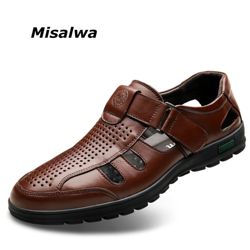 

Misalwa Good Quality Genuine Leather Men Shoes Hollow-out Breathable Men Summer Leather Casual Shoes Free Drop Shipping