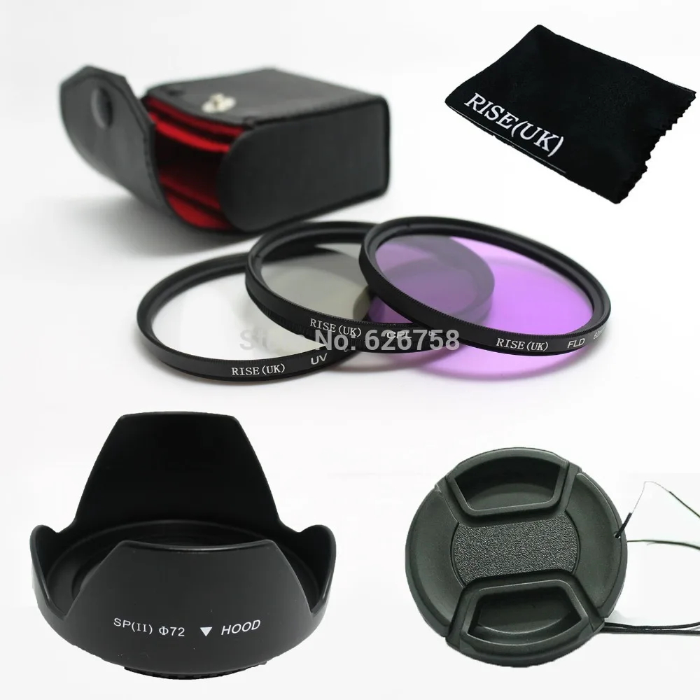 RISE(UK) 72mm UV CPL FLD Filter Kit + Petal Flower Lens Hood Center-Pinch lens cap for canon nikon pentax sony camera |