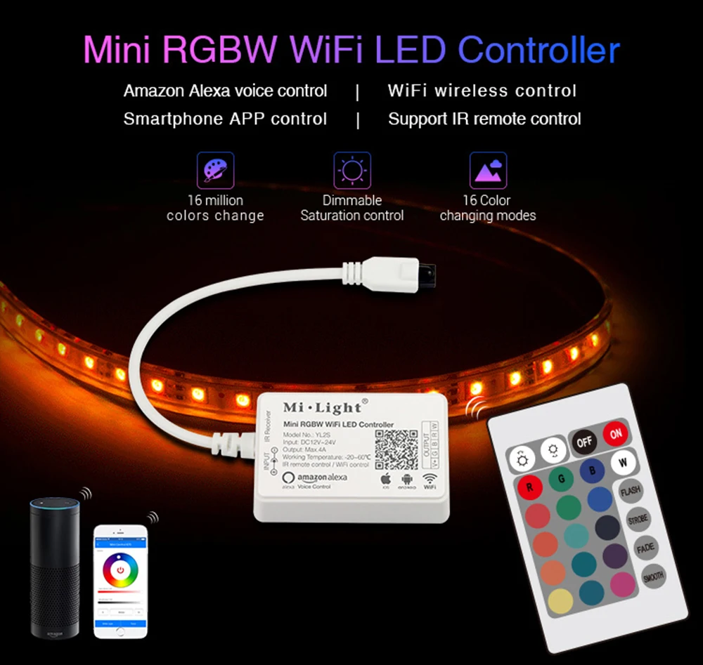 BSOD Led контроллер Milight Mini RGBW RGB Wifi беспроводной ИК пульт дистанционного управления