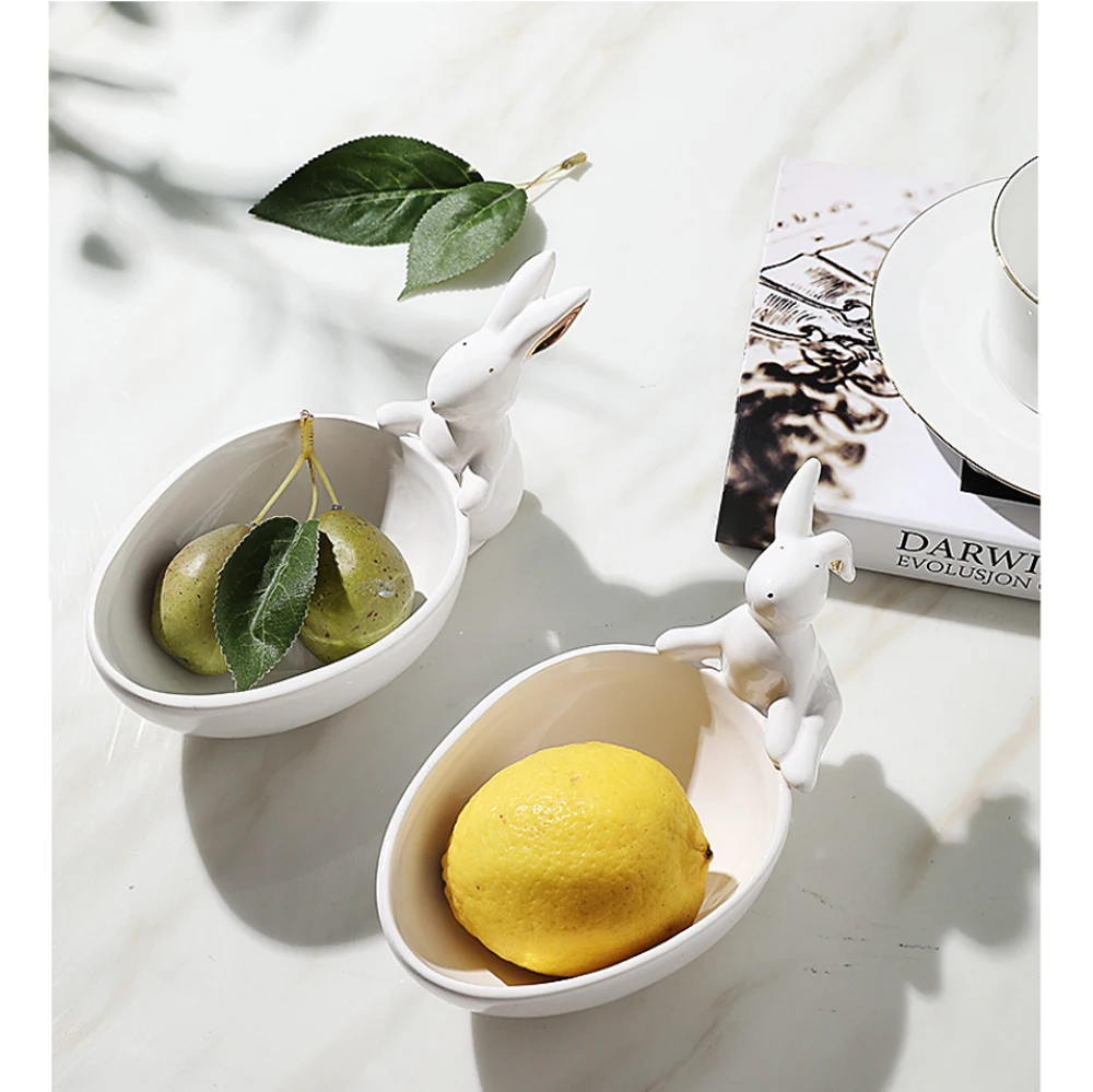 

Ceramic Fruit Plate Decoration Rabbit Storage Tray Creative Snack Plate Jewelry Plate dinner plate bunny tray