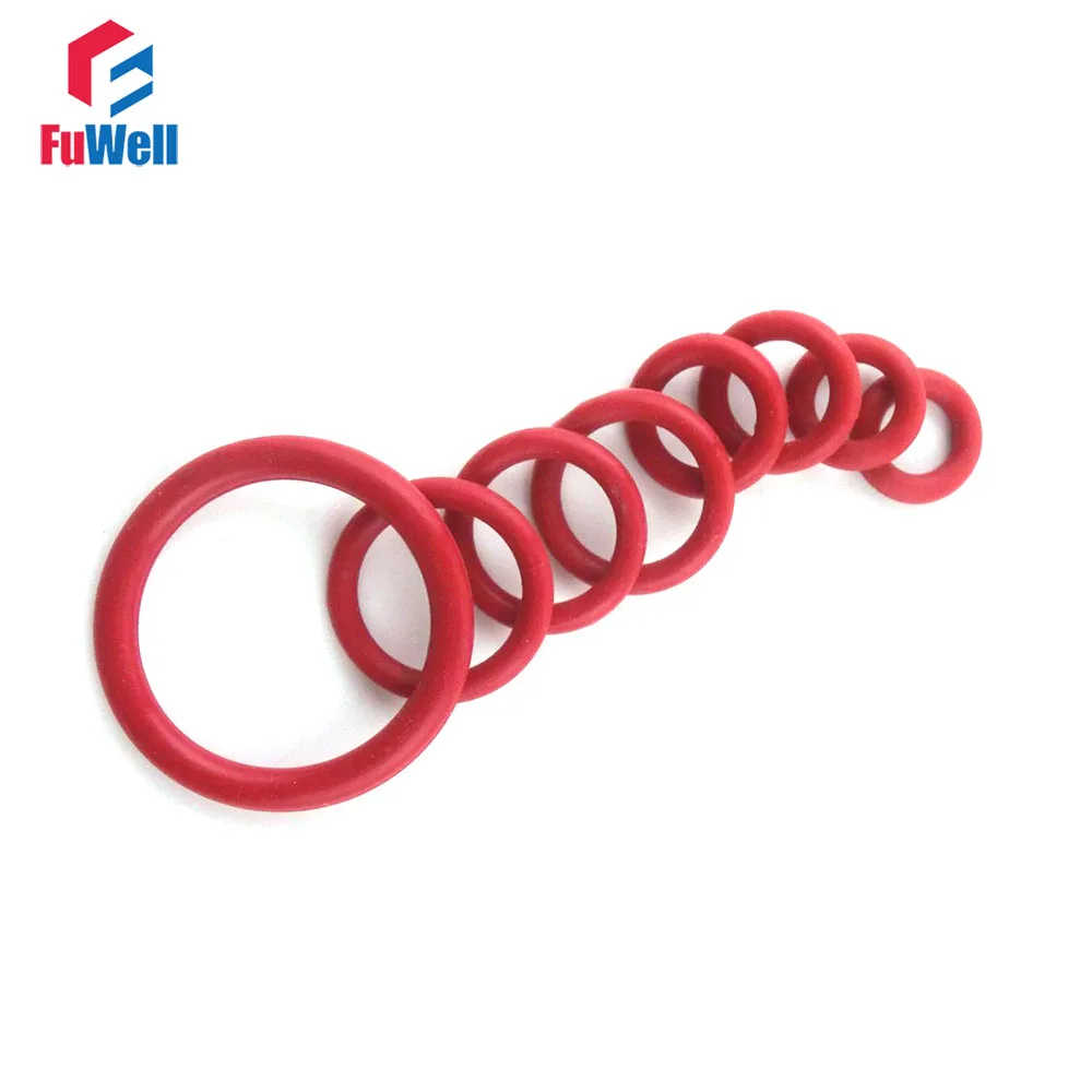 

50pcs Red Silicon Rubber O-ring Seals 3mm Thickness 43/44/45/46/47/48/49/50/52/55/58mm OD Heat Resistance O Ring Sealing Gasket