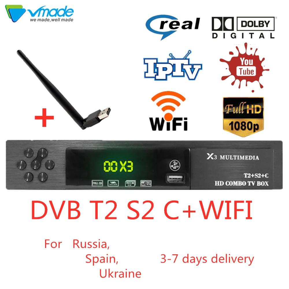 DVB T2 S2 DVB C 3 в 1 комбинированный hd цифровой наземный спутниковый ресивер поддержка AC3 Cccam Youtube IPTV Biss телеприставки с wifi