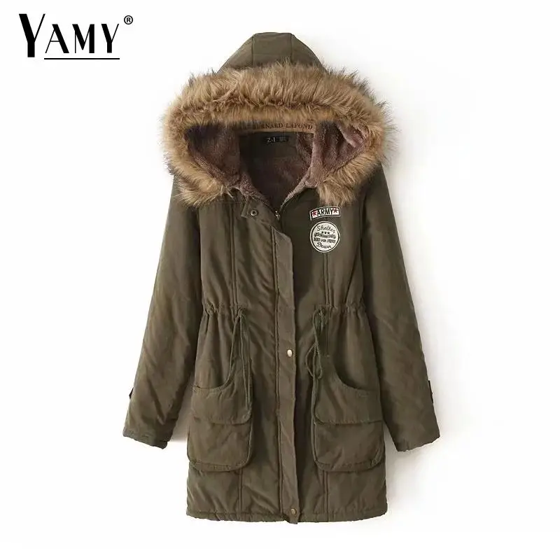 

2018 Army Parkas Female Women Winter Coat Thickening Cotton Winter Jacket Womens Outwear Parkas for Women Winter